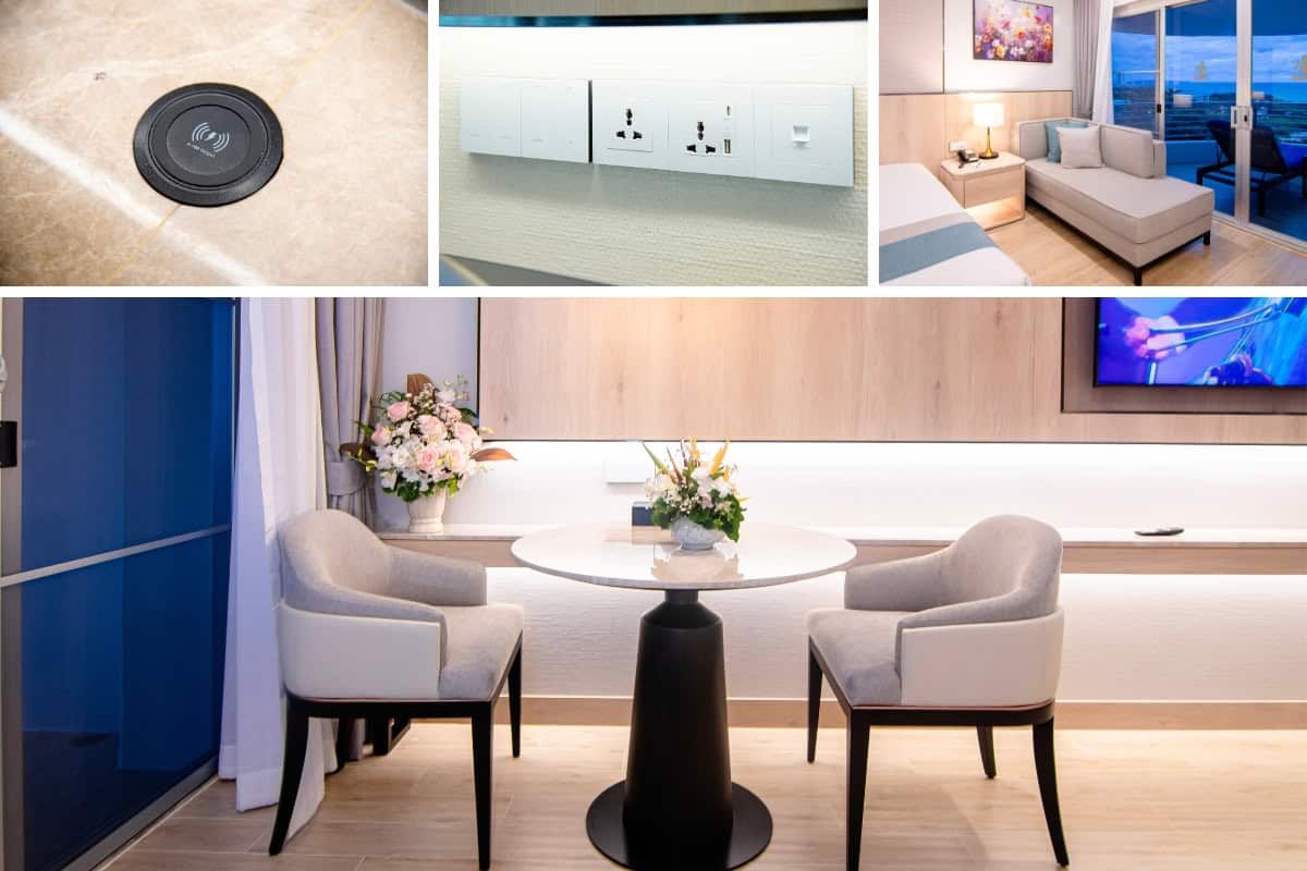 sleek features found in the grand ocean pearl room at our business hotel in pattaya