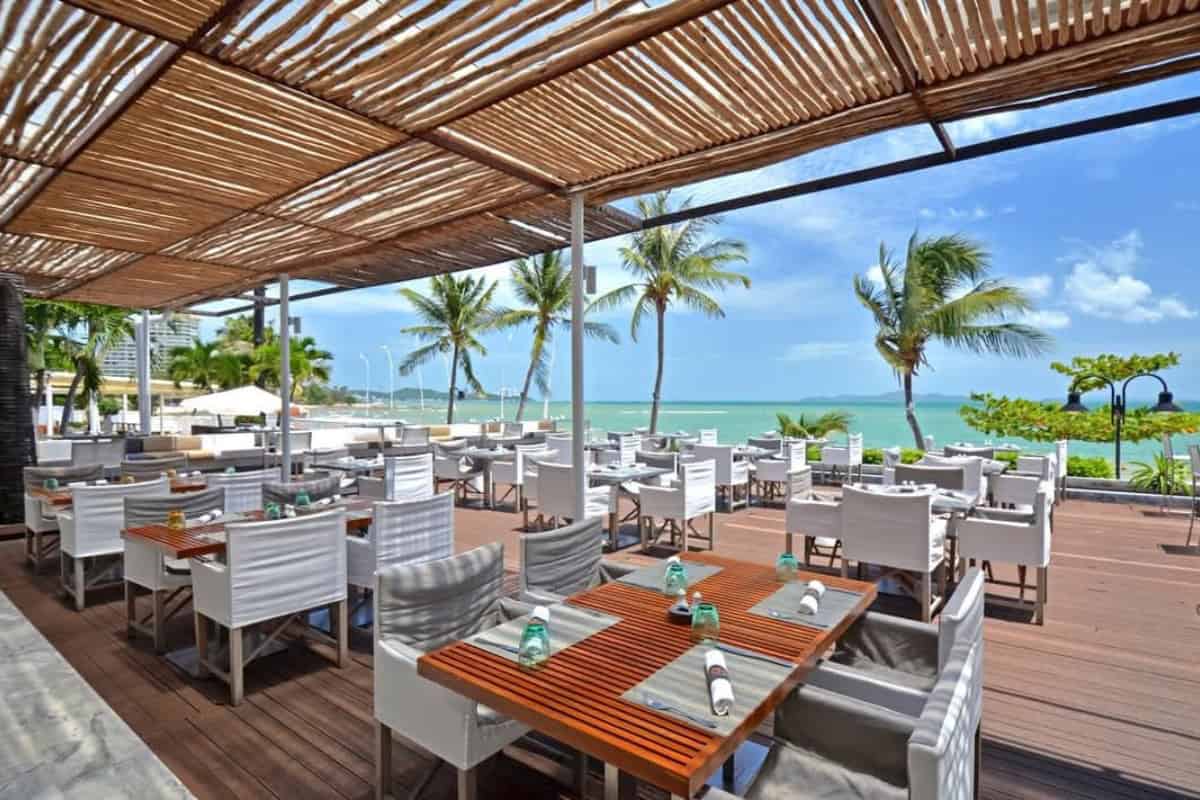 outdoor seating at the beach club pattaya